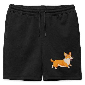 Corgi en course - Short de survêtement homme premium - noir - Devant - AI Model Male 178 light (178cm)