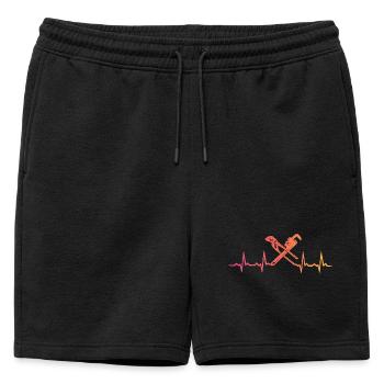Heating Engineer Sunset Plumber's Heartbeat - Mens' Premium Organic Sweatshorts - black - Front - AI Model Male 178 light (178cm)