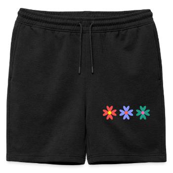 FLOWER. FLOWER. NATURE. ECOLOGY. HAPPINESS. ZEN - Mens' Premium Organic Sweatshorts - black - Front - AI Model Male 178 light (178cm)