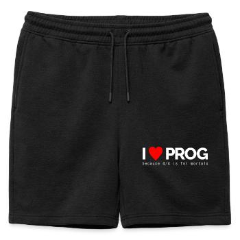 I Love Prog - Mens' Premium Organic Sweatshorts - black - Front - AI Model Male 178 light (178cm)