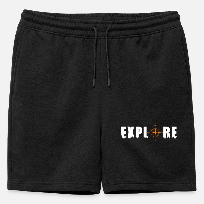 Explore Motiv mit einem Kompass - Männer Premium Organic Sweatshorts - Schwarz