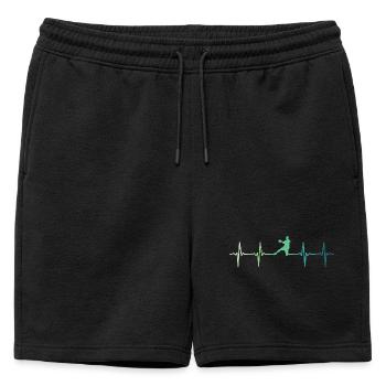 Handball heartbeat handball - Mens' Premium Organic Sweatshorts - black - Front - AI Model Male 178 light (178cm)
