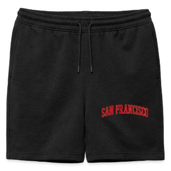 Lettrage en arc de San Francisco - Short de survêtement homme premium - noir - Devant - AI Model Male 178 light (178cm)
