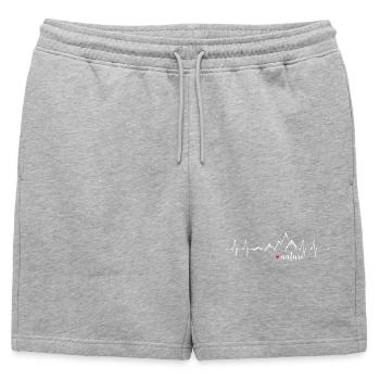 Love Nature Mountains Heart Rate ECG - Conception graphique - Short de survêtement homme premium - gris chiné - Devant - AI Model Male 178 light (178cm)