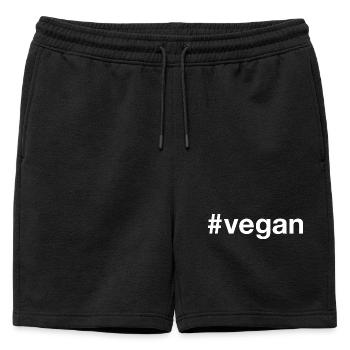 VEGAN Hashtag - Short de survêtement homme premium - noir - Devant - AI Model Male 178 light (178cm)