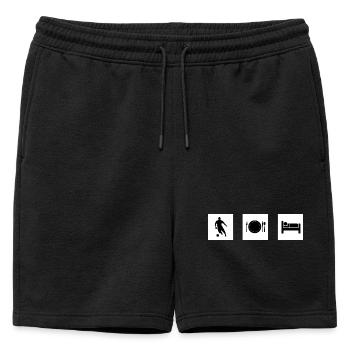 Design Thème Sport et Repas - Short de survêtement homme premium - noir - Devant - AI Model Male 178 light (178cm)