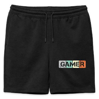 Rétro Gamer Shield Gaming Team Icon Vintage - Short de survêtement homme premium - noir - Devant - AI Model Male 178 light (178cm)
