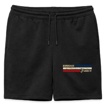 France - Bordeaux - France - Drapeau - Rayures - Short de survêtement homme premium - noir - Devant - AI Model Male 178 light (178cm)