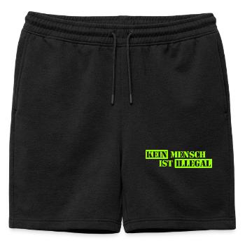 Kein Mensch ist illegal - Migration - Illegalität - Männer Premium Organic Sweatshorts - Schwarz - Vorne - AI Model Male 178 light (178cm)
