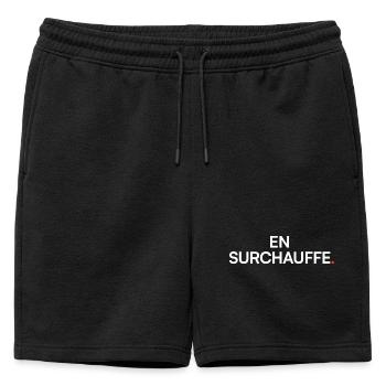 En surchauffe humour fatigue travail - Short de survêtement homme premium - noir - Devant - AI Model Male 178 light (178cm)