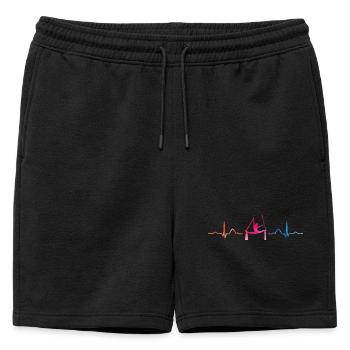 Vertical Scarf Heartbeat Aerial Acrobatics Aerial Silk - Mens' Premium Organic Sweatshorts - black - Front - AI Model Male 178 light (178cm)
