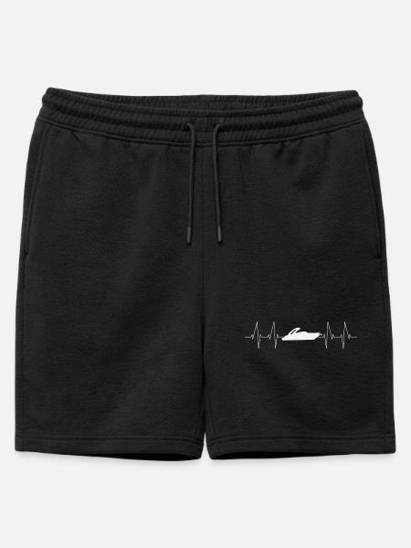Boat Heartbeat Silhouette - Mens' Premium Organic Sweatshorts - black