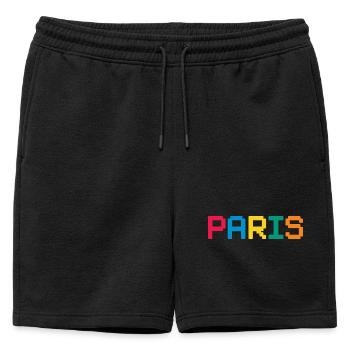 PARIS Pixel - Short de survêtement homme premium - noir - Devant - AI Model Male 178 light (178cm)