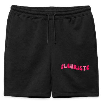 Fleuriste Rose Vague Retro - Short de survêtement homme premium - noir - Devant - AI Model Male 178 light (178cm)