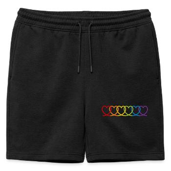 Coeurs arc-en-ciel - Short de survêtement homme premium - noir - Devant - AI Model Male 178 light (178cm)