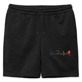 Joueur rétro de hockey sur glace Heartbeat Hockey - Short de survêtement homme premium - noir - Devant - AI Model Male 178 light (178cm)