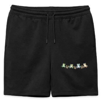 Motif grenouille : grenouilles drôles sur la corde à linge - Short de survêtement homme premium - noir - Devant - AI Model Male 178 light (178cm)