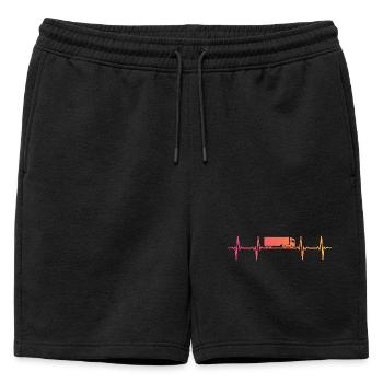Sunset Truck Heartbeat Truck Driver - Mens' Premium Organic Sweatshorts - black - Front - AI Model Male 178 light (178cm)