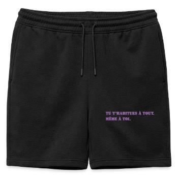 TU T’HABITUES À TOUT. MÊME À TOI. - Short de survêtement homme premium - noir - Devant - AI Model Male 178 light (178cm)