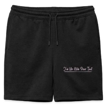 J’ai un alibi pour tout - Short de survêtement homme premium - noir - Devant - AI Model Male 178 light (178cm)