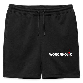 worker workaholic work - Mens' Premium Organic Sweatshorts - black - Front - AI Model Male 178 light (178cm)