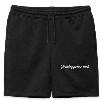 Web Developer - Mens' Premium Organic Sweatshorts - black - Front - AI Model Male 178 light (178cm)