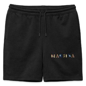 MARTINA Art du nom avec des fleurs brodées - Short de survêtement homme premium - noir - Devant - AI Model Male 178 light (178cm)