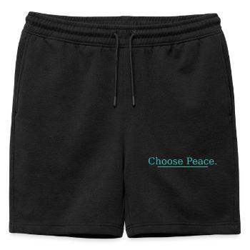NEW -- Choose Peace – Inspirational Quote Design! - Mens' Premium Organic Sweatshorts - black - Front - AI Model Male 178 light (178cm)