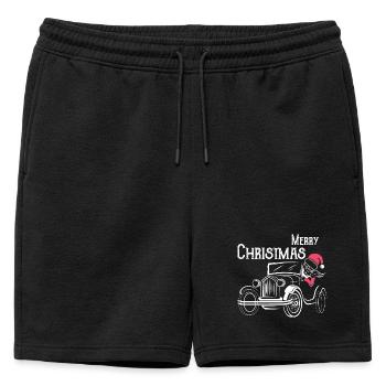 Noël voitures anciennes drôle Père Noël - Short de survêtement homme premium - noir - Devant - AI Model Male 178 light (178cm)