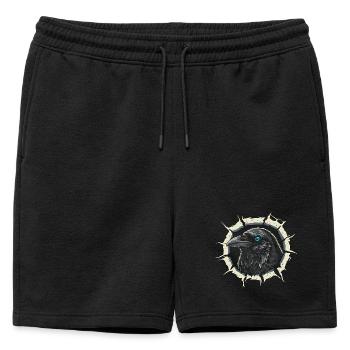 Corbeau gothique sortant de la fissure - Corbeau - Short de survêtement homme premium - noir - Devant - AI Model Male 178 light (178cm)