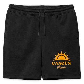 Cancún Sunrise  - Mens' Premium Organic Sweatshorts - black - Front - AI Model Male 178 light (178cm)