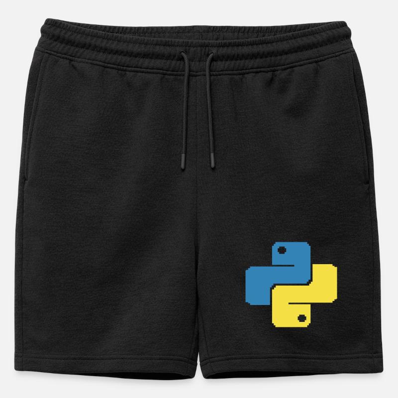 Python Pixelart - Männer Premium Organic Sweatshorts - Schwarz