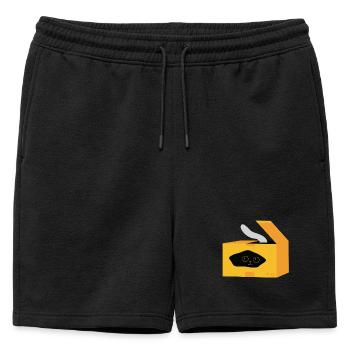 Katt and packaging design - Mens' Premium Organic Sweatshorts - black - Front - AI Model Male 178 light (178cm)