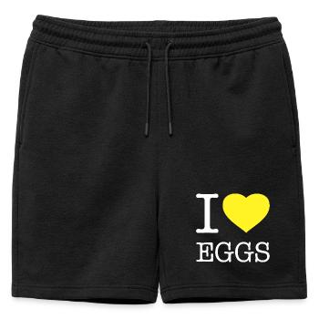 J’ADORE LES OEUFS - Short de survêtement homme premium - noir - Devant - AI Model Male 178 light (178cm)