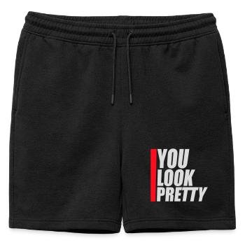Tu as l’air assez drôle, complément Logo de l’amour de soi - Short de survêtement homme premium - noir - Devant - AI Model Male 178 light (178cm)