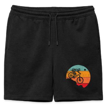 Silhouette de cycliste rétro au coucher du soleil - Short de survêtement homme premium - noir - Devant - AI Model Male 178 light (178cm)