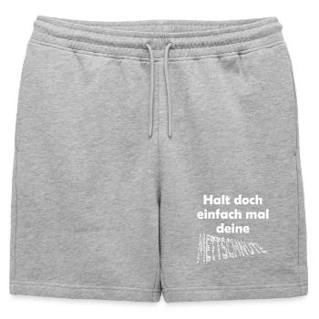 Lustiger Spruch Mund halten - Männer Premium Organic Sweatshorts - Grau meliert - Vorne - AI Model Male 178 light (178cm)