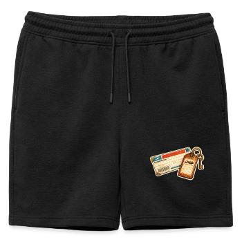 Conception vintage des étiquettes de billets d’avion pour bagages - Short de survêtement homme premium - noir - Devant - AI Model Male 178 light (178cm)