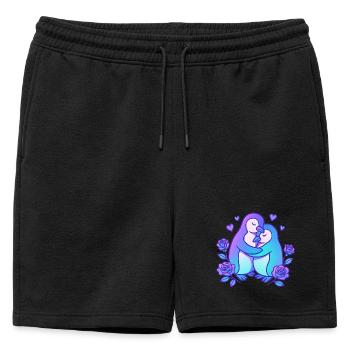 Duo d’amour des manchots dans la roseraie - Short de survêtement homme premium - noir - Devant - AI Model Male 178 light (178cm)