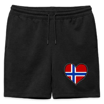 Drapeau du cœur de Norvège utilisé - Short de survêtement homme premium - noir - Devant - AI Model Male 178 light (178cm)