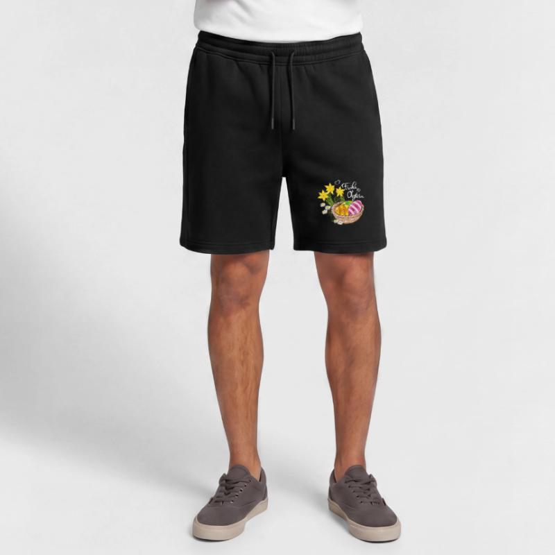 Happy Easter Easter basket Easter eggs Easter flowers eggs Mens' Premium Organic Sweatshorts