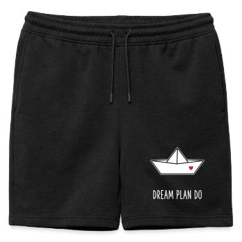 Dream Plan Do - Paper Boat Boat Heart - Mens' Premium Organic Sweatshorts - black - Front - AI Model Male 178 light (178cm)