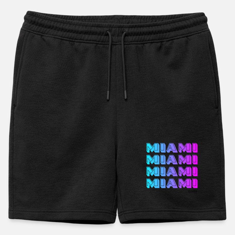 Miami Neon Gradient Pattern - Mens' Premium Organic Sweatshorts - black