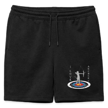 Woman with bow on target with heart motivation - Mens' Premium Organic Sweatshorts - black - Front - AI Model Male 178 light (178cm)