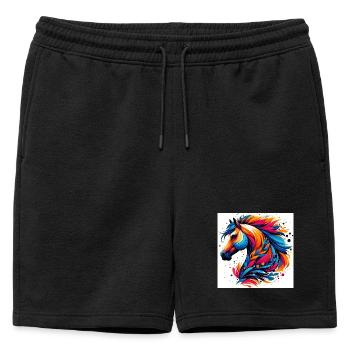 Cheval - Short de survêtement homme premium - noir - Devant - AI Model Male 178 light (178cm)