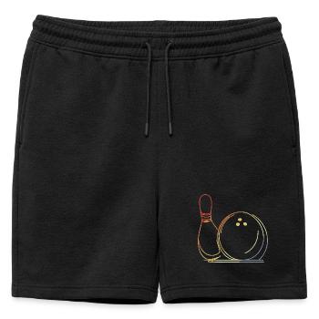 Boule de bowling et croquis de quilles - Short de survêtement homme premium - noir - Devant - AI Model Male 178 light (178cm)