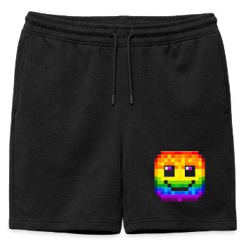 Visage pixelisé Rainbow Smile - Short de survêtement homme premium - noir - Devant - AI Model Male 178 light (178cm)