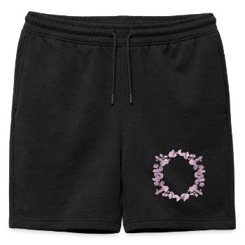 Délicate couronne d’eucalyptus en illustration rose crépusculaire - Short de survêtement homme premium - noir - Devant - AI Model Male 178 light (178cm)