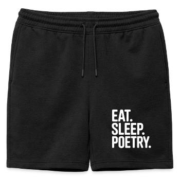 Eat Sleep Poetry Tee - Mens' Premium Organic Sweatshorts - black - Front - AI Model Male 178 light (178cm)