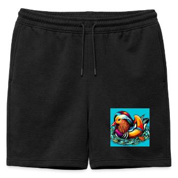 Canard mandarin - Short de survêtement homme premium - noir - Devant - AI Model Male 178 light (178cm)